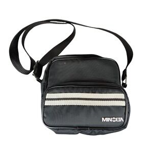 Minolta Black Messenger Bag Crossbody Strap Double‎ Zip Front Pocket